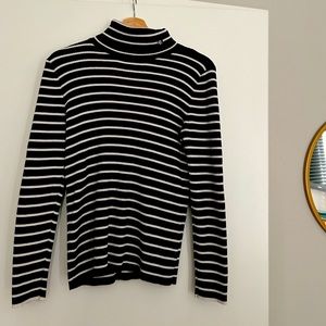 Lauren by Ralph Lauren Striped, Ribbed Turtleneck